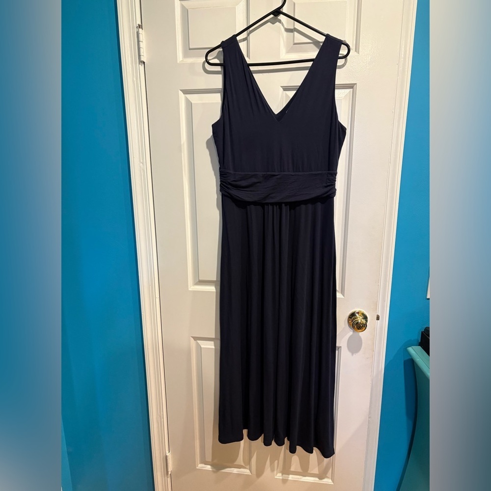 Boden jersey sleeveless maxi dress dark navy blue sz 12P